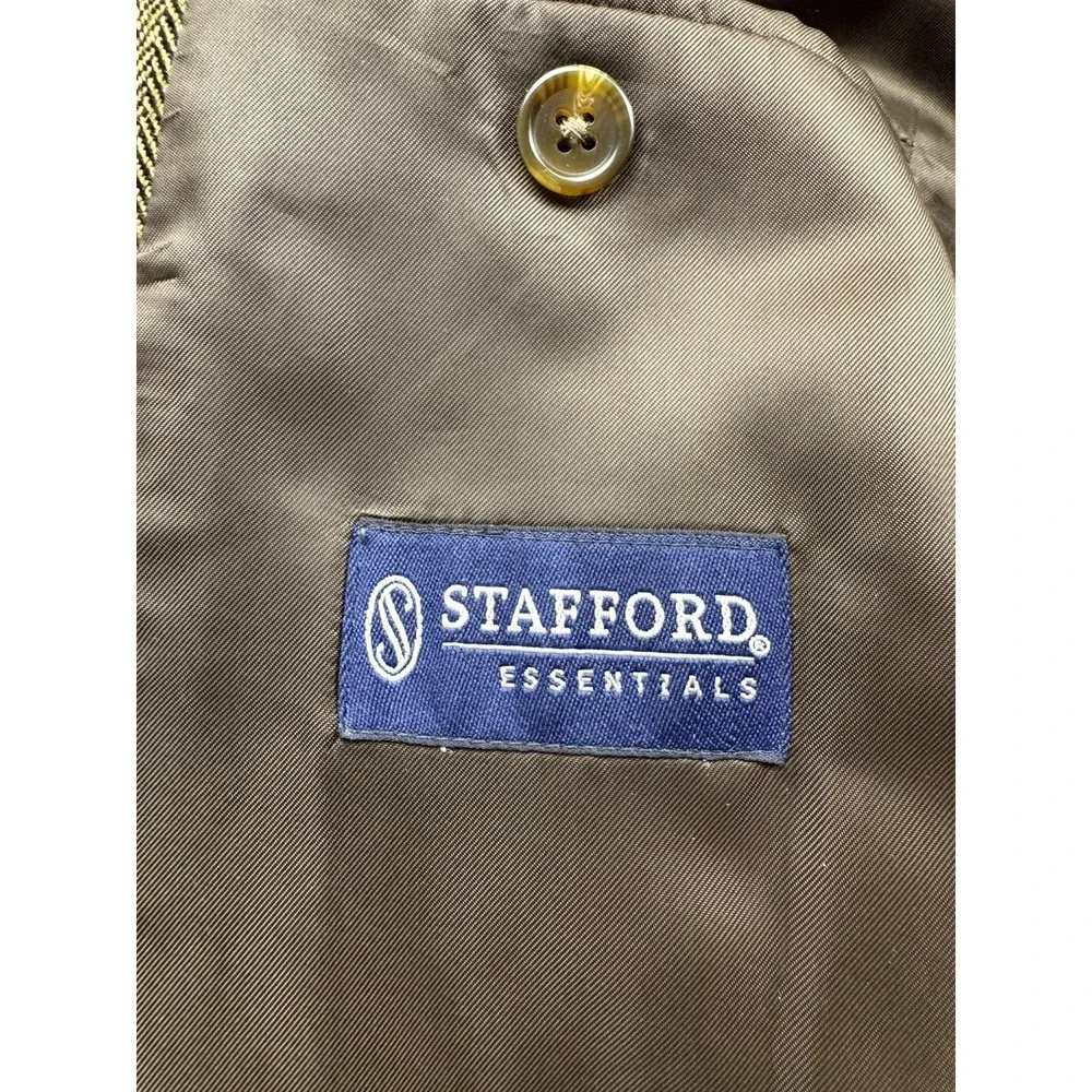 Stafford Men's 100%‎ Wool 2-Button Classic Fit Blazer Brown Herringbone Sz 52R